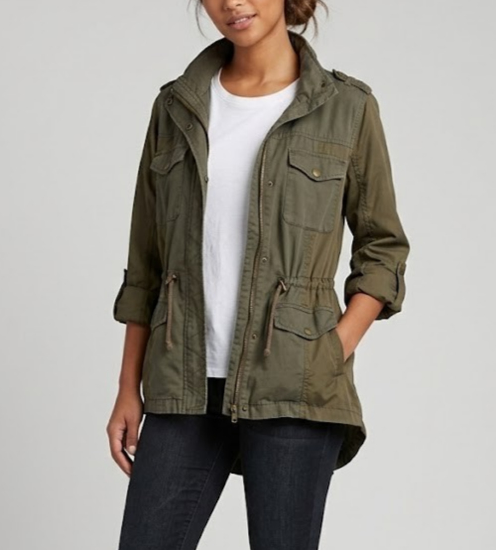 American Rag Cie Utility Jacket Womens Medium Green Anorak Field Military Coat